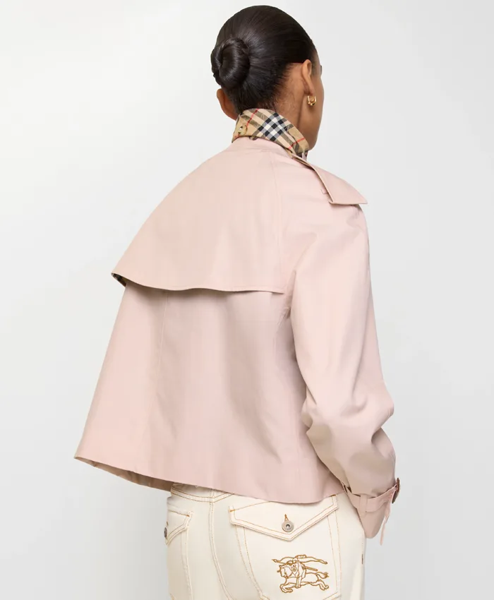 Burberry Cropped Tropical Gabardine Pink Trench Jacket