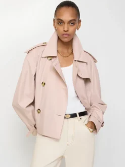 Burberry Tropical Cropped Gabardine Pink Trench Jacket