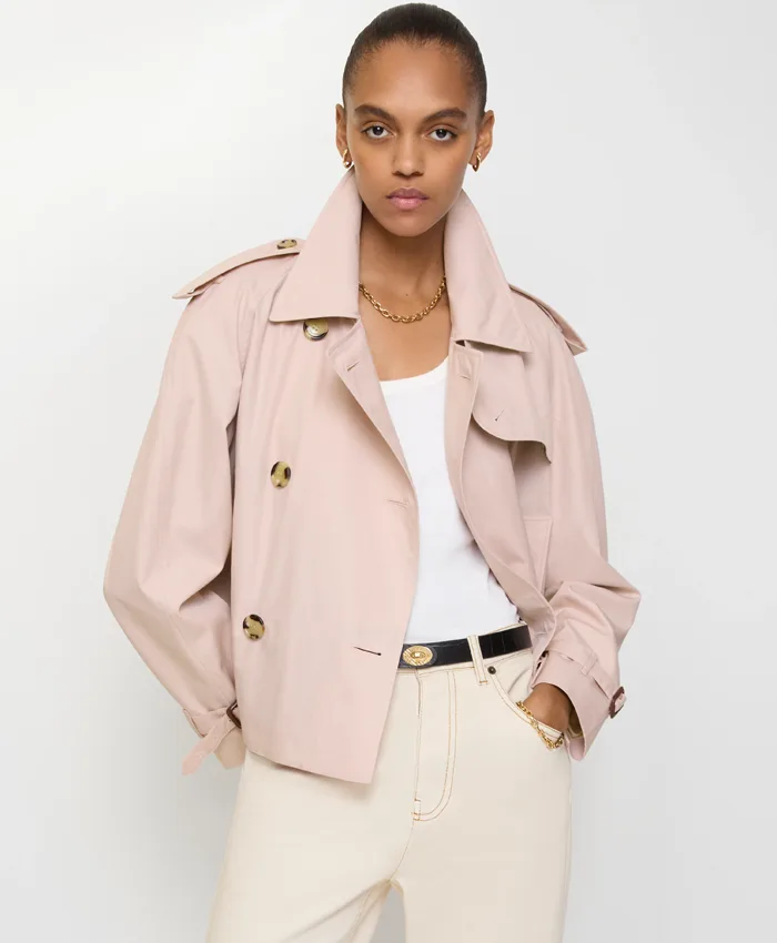 Burberry Tropical Cropped Gabardine Pink Trench Jacket