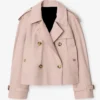 Burberry Tropical Cropped Pink Gabardine Trench Jacket