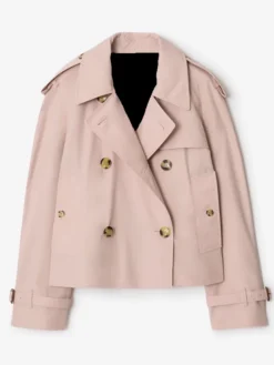 Burberry Tropical Cropped Pink Gabardine Trench Jacket