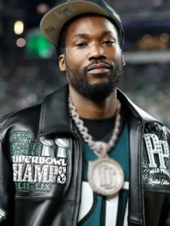 Meek Mill Philadelphia Eagles Black Leather Jacket