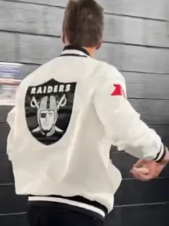 Alternative view of Tom Brady Raiders White Varsity Jacket