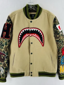 Chief Keef We Killed Bape Tan and Camo Varsity Jacket
