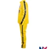 Close-up of Beatrix Kiddo Kill Bill Leather Yellow Costume Tracksuit