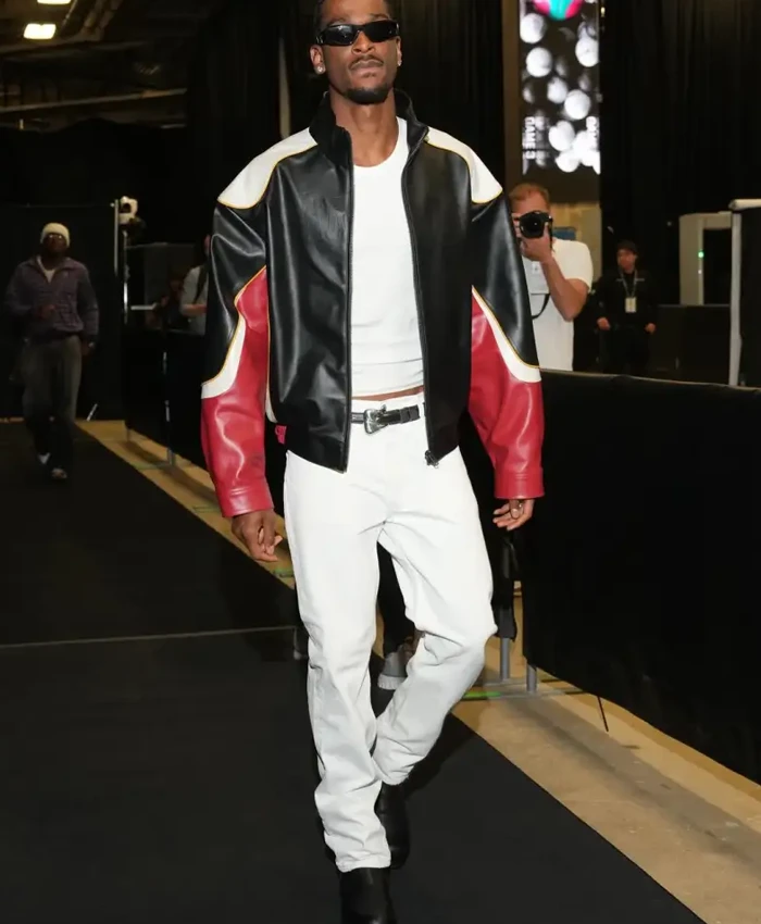 Color-Blocked SGA Leather Jacket
