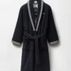 Cotton-Terry Blue Jacquard Bathrobe