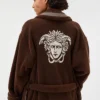 Cotton-Terry Brown Jacquard Bathrobe