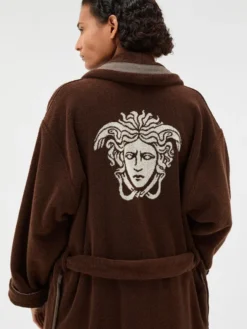 Cotton-Terry Brown Jacquard Bathrobe
