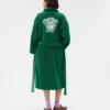 Cotton-Terry Green Jacquard Bathrobe