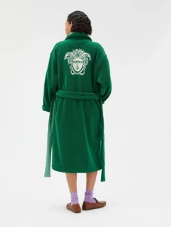 Cotton-Terry Green Jacquard Bathrobe