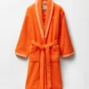 Cotton-Terry Orange Jacquard Bathrobe