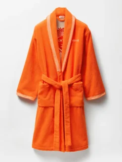 Cotton-Terry Orange Jacquard Bathrobe