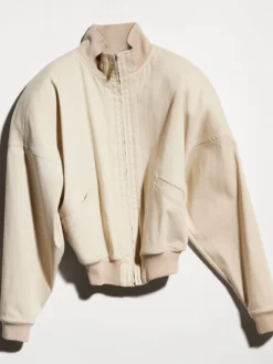 Demi Moore Gucci Silk Poplin Beige Zip Jacket