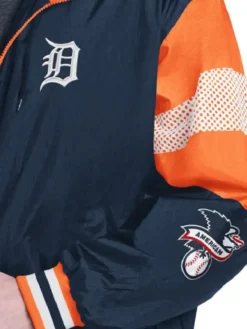 Alternative view of Detroit Tigers Legacy Lightweight Navy and Orange Hooded Jacket