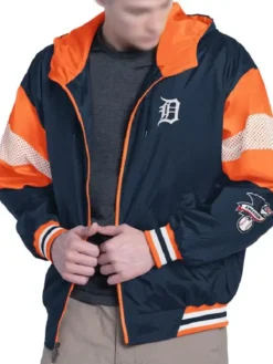 Detroit Tigers Legacy Lightweight Navy and Orange Hooded Jacket