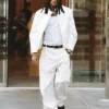 Gucci Jordan Clarkson White Horsebit Leather Jacket