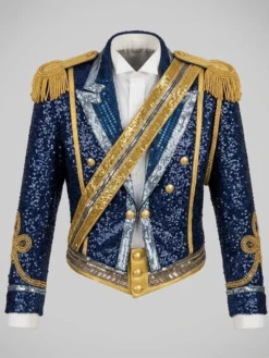 Michael Movie 2026 Jaafar Jackson Blue Sequin Military Jacket