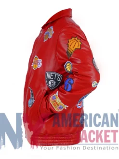 Jeff Hamilton NBA Teams Collage Leather Red Jacket