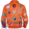 Jeff Hamilton NBA Teams Collage Orange Leather Jacket