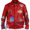 Jeff Hamilton NBA Teams Red Collage Leather Jacket