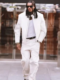 Jordan Clarkson White Horsebit Gucci Leather Jacket