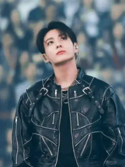 Jungkook BTS World Tour Stanford 2026 Black Biker Jacket