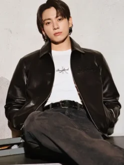 Jungkook Leather Calvin Klein Jacket