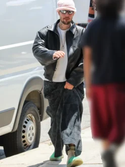 Justin Beiber Black Oversized Leather Jacket