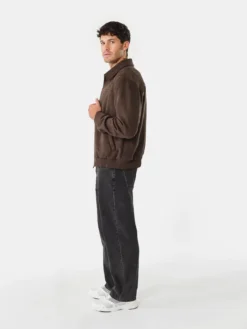 Kmart Suedette Dark Brown Bomber Suede Leather Jacket