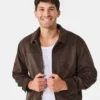 Kmart Suedette Dark Brown Suede Leather Bomber Jacket