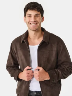 Kmart Suedette Dark Brown Suede Leather Bomber Jacket