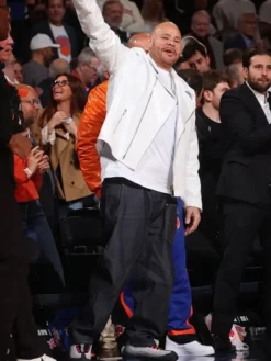 Knicks vs. Cavs Game 2 Fat Joe White Biker Jacket