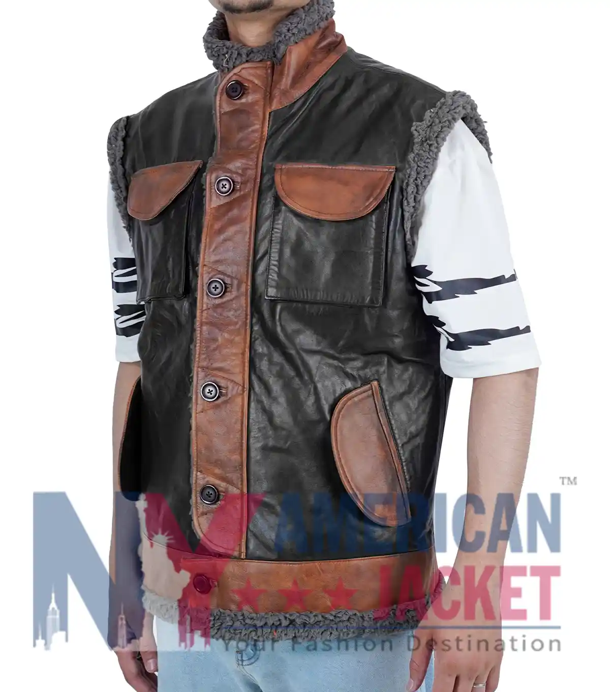 Leather Dwayne Johnson Jumanji The Next Level Vest