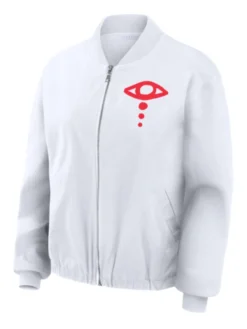 Alternative view of Liv Morgan Erin Andrews White Bomber Jacket