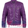 Men's Biker Cafe Racer Slimfit Purple Leather Jacket