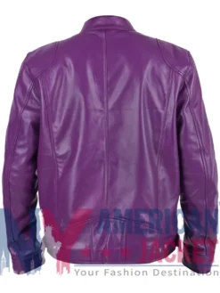 Men's Cafe Racer Biker Slimfit Purple Leather Jacket