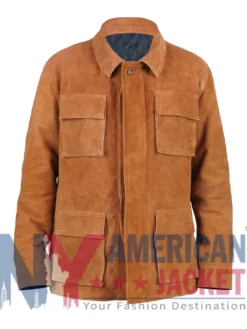 Men's Slim Fit Suede Leather Brown Jacket
