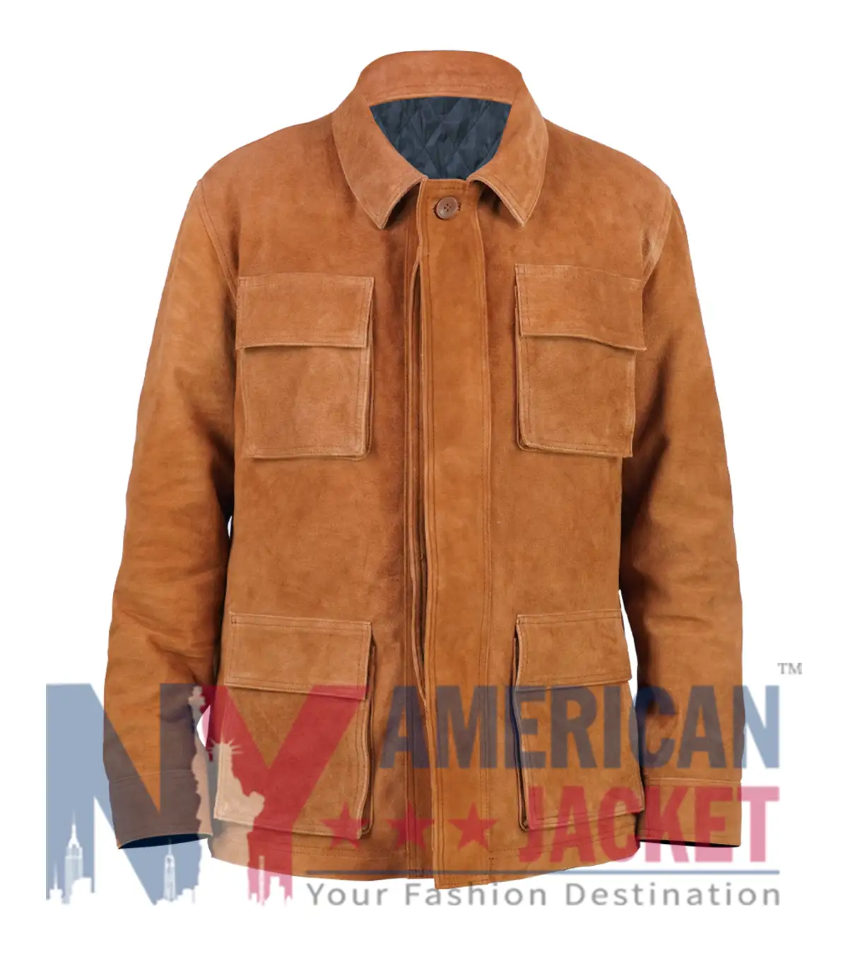 Men's Slim Fit Suede Leather Brown Jacket