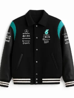 Alternative view of Mercedes-AMG Petronas Black and Teal Varsity Jacket
