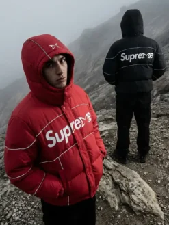 Mertra x Supreme Red And Black Puffer Jacket