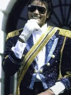 Michael Jaafar Jackson Blue Sequin Jacket