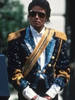 Michael Jaafar Jackson Sequin Blue Jacket