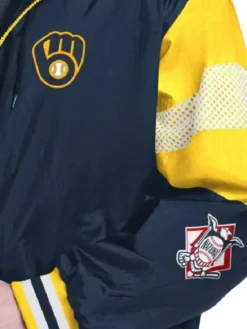 Alternative view of Milwaukee Brewers Legacy Lightweight Navy and Gold Hooded Jacket