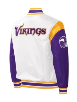 Alternative view of Minnesota Vikings White Purple Varsity Satin Jacket