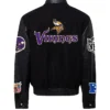 Minnesota Vikings Varsity Black Wool And Leather Jacket