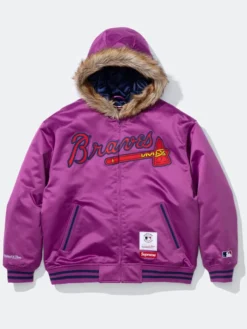 Mitchell & Ness Supreme x Atlanta Braves Purple Jacket