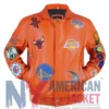 NBA Jeff Hamilton Teams Collage Leather Orange Jacket