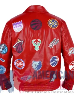 NBA Teams Jeff Hamilton Collage Leather Red Jacket