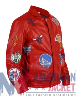 NBA Teams Jeff Hamilton Collage Red Leather Jacket